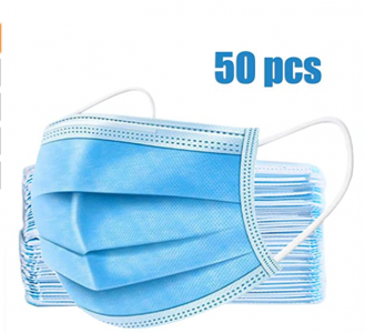 Gloridea 3-Ply Disposable Non-Woven Face Masks, Personal Protection Safety Mouth Mask (50PCS)